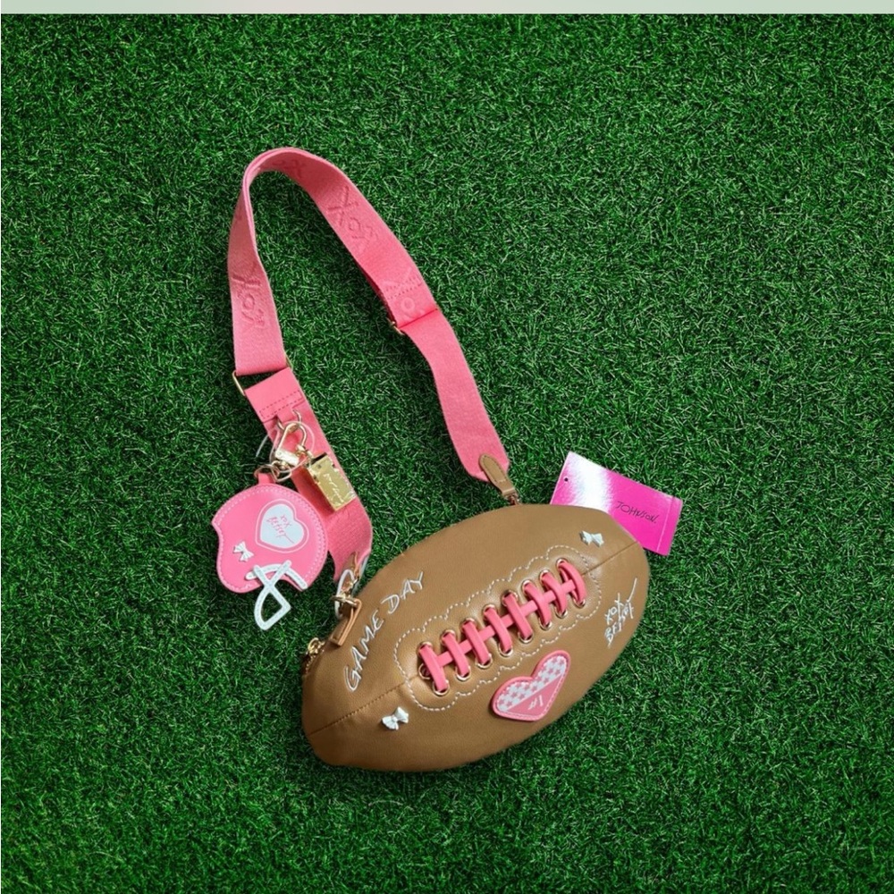 Betsey Johnson Pink and Brown Football-Inspired Bag